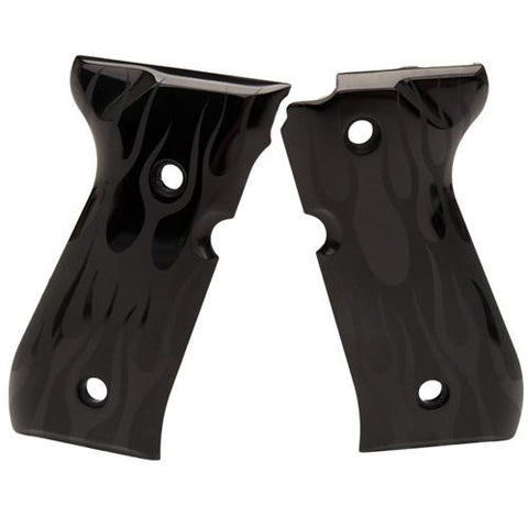 Beretta 92 Grips - Flame Aluminum Black Anodized