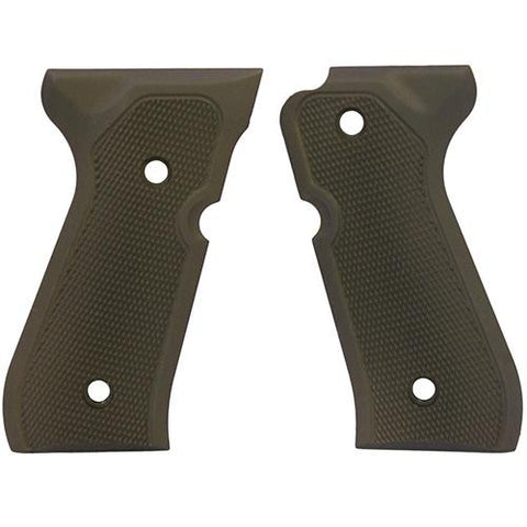 Beretta 92 Grips - Checkered Aluminum Matte Green Anodized