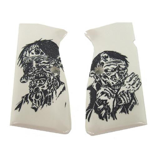 Browning Hi Power Grip - Scrimshaw Ivory Colored Polymer, Zombie