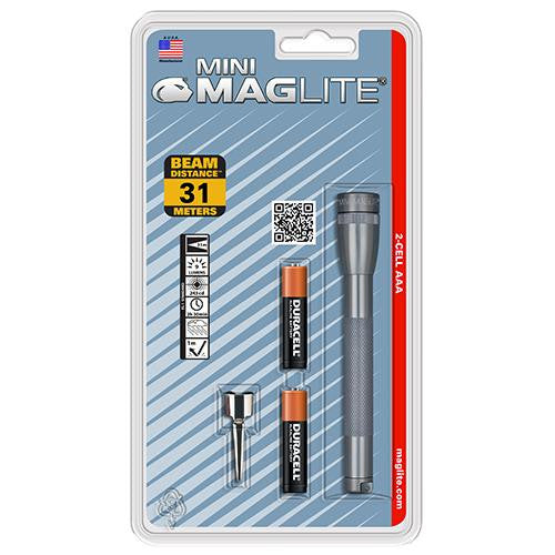 Mini-Mag Flashlight - AA Blister Pack, Gray Pewter