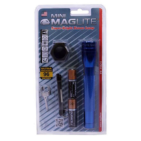 Mini-Mag Flashlight - AA Combo Pack Blister Pack, Blue