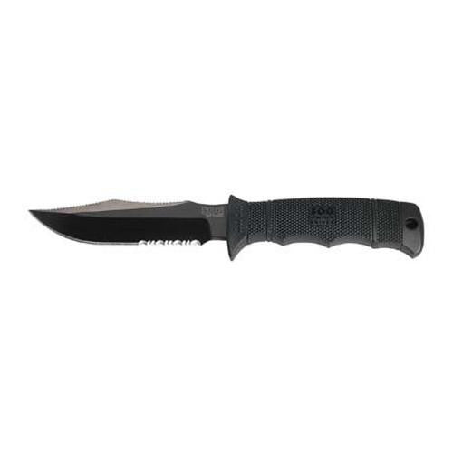 SEAL Pup Elite - Black TiNi, Partially Serrated, Nylon Sheath, Clam Pack