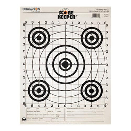 Black Bullseye ScoreKeeper - 100 Yard Rifle SightIn (Per 12)