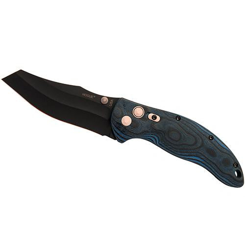 EX04 Folder 4" Wharncliffe Blade - Black Finish, G-Mascus Blue Lava